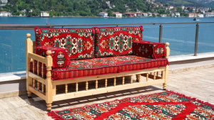 Floor Cushions Set, Arabic Floor Seating, Patio Furniture, Wooden Bench Sofa Sets, Arabic Majlis Set, Arabic Seating Jalsah, Traditional Wooden Bench, Yemeni Majlis, Garden Sofa Set