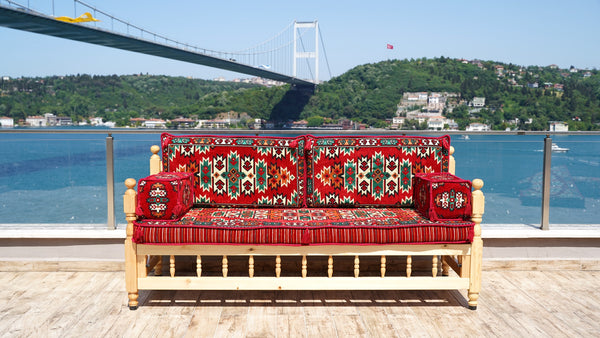Floor Cushions Set, Arabic Floor Seating, Patio Furniture, Wooden Bench Sofa Sets, Arabic Majlis Set, Arabic Seating Jalsah, Traditional Wooden Bench, Yemeni Majlis, Garden Sofa Set