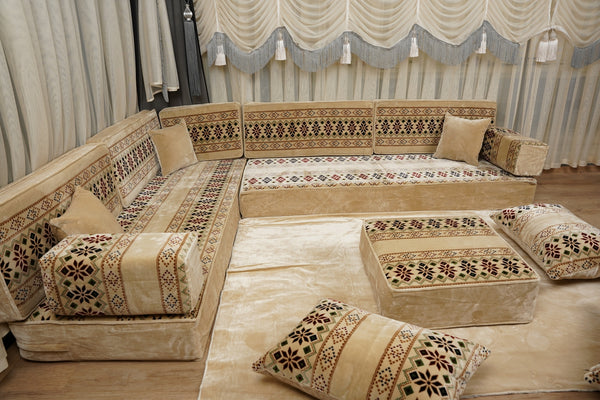 كنبة تركية أرضية، كنبة بوهو أرضية، طقم كنب ديوان، كنبة على الطراز المغربي، كنبة عربية أرضية مع وسائد، طقم جلسة عربية