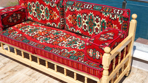 Floor Cushions Set, Arabic Floor Seating, Patio Furniture, Wooden Bench Sofa Sets, Arabic Majlis Set, Arabic Seating Jalsah, Traditional Wooden Bench, Yemeni Majlis, Garden Sofa Set