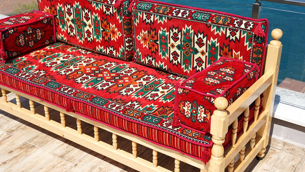 Floor Cushions Set, Arabic Floor Seating, Patio Furniture, Wooden Bench Sofa Sets, Arabic Majlis Set, Arabic Seating Jalsah, Traditional Wooden Bench, Yemeni Majlis, Garden Sofa Set