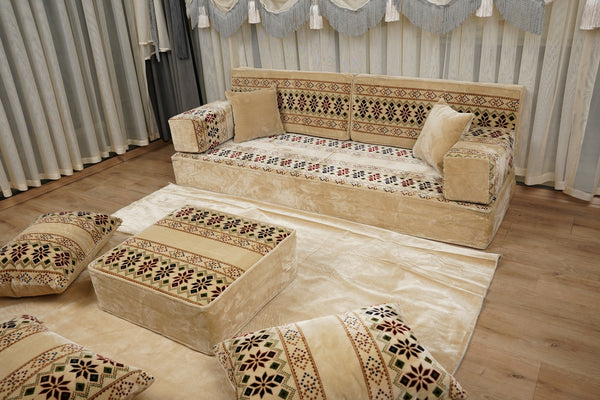 كنبة تركية أرضية، كنبة بوهو أرضية، طقم كنب ديوان، كنبة على الطراز المغربي، كنبة عربية أرضية مع وسائد، طقم جلسة عربية