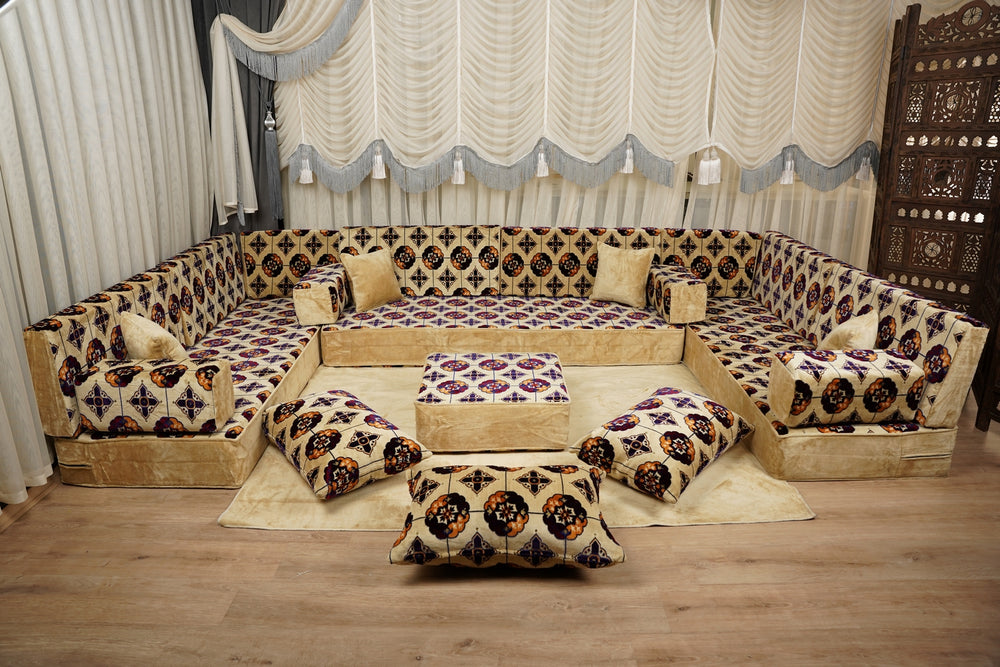 Arabic Floor Sofa, Floor Cushion Set, Handmade Arabic Sofa, Turkish Floor Sofa, Diwan Sofa Sets, Moroccan Style Couch