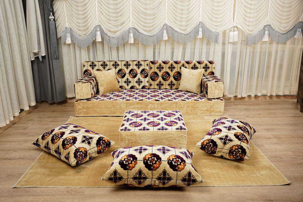 Floor Cushion Set, Turkish Floor Sofa, Diwan Sofa Sets, Moroccan Sofa, Sectional Sofa Set, Boho Style Living Room Sofa Set, Arabic Floor Couch