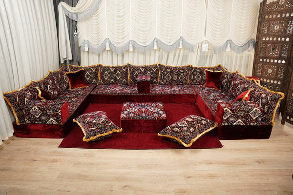 Diwan Sofa Sets, ريكة مجالس, Ottoman Cushion Set, Handmade Floor Seating Sofa, Sectional Floor Sofa, Boho Floor Couch, Traditional Floor Sofa