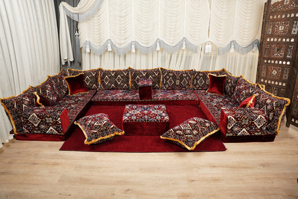 Diwan Sofa Sets, ريكة مجالس, Ottoman Cushion Set, Handmade Floor Seating Sofa, Sectional Floor Sofa, Boho Floor Couch, Traditional Floor Sofa