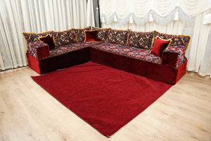 Boho Floor Couches, Diwan Sofa Sets, Velvet Majlis Sofa, Ottoman Cushion Set, Handmade Floor Seating Sofa, Sectional Floor Sofa