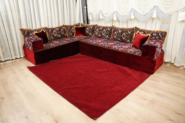 Boho Floor Couches, Diwan Sofa Sets, Velvet Majlis Sofa, Ottoman Cushion Set, Handmade Floor Seating Sofa, Sectional Floor Sofa
