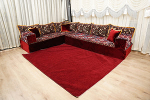 Boho Floor Couches, Diwan Sofa Sets, Velvet Majlis Sofa, Ottoman Cushion Set, Handmade Floor Seating Sofa, Sectional Floor Sofa