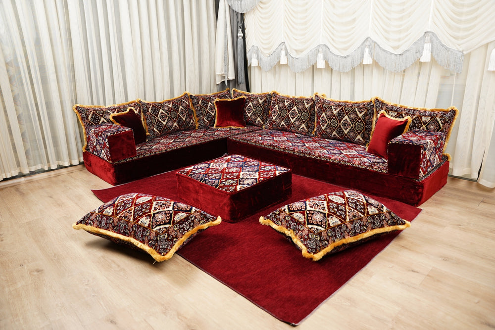 8'' Thickness Diwan Sofa Sets, ريكة مجالس, Handmade Floor Seating Sofa, Boho Floor Couch, Moroccan Cushion, Ethnic Floor Cushion