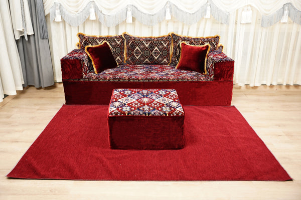 Boho Floor Couches, Diwan Sofa Sets, Velvet Majlis Sofa, Ottoman Cushion Set, Handmade Floor Seating Sofa, Sectional Floor Sofa