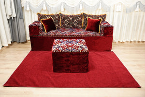 Ensembles de canapé Diwan, canapé Majlis en velours, ensemble de coussins ottomans, canapé assis au sol fait main, canapé modulaire au sol, canapé bohème au sol, canapé traditionnel au sol