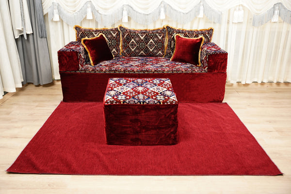 Ensembles de canapé Diwan, canapé Majlis en velours, ensemble de coussins ottomans, canapé assis au sol fait main, canapé modulaire au sol, canapé bohème au sol, canapé traditionnel au sol