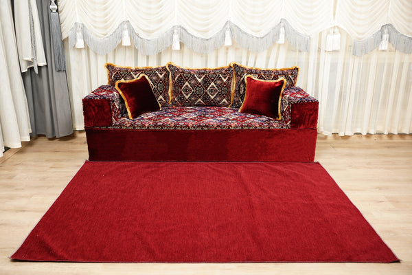 Boho Floor Couches, Diwan Sofa Sets, Velvet Majlis Sofa, Ottoman Cushion Set, Handmade Floor Seating Sofa, Sectional Floor Sofa