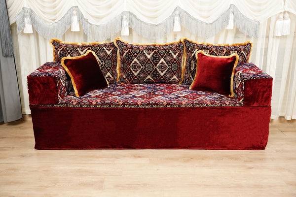 Boho Floor Couches, Diwan Sofa Sets, Velvet Majlis Sofa, Ottoman Cushion Set, Handmade Floor Seating Sofa, Sectional Floor Sofa