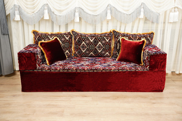 Ensembles de canapé Diwan, canapé Majlis en velours, ensemble de coussins ottomans, canapé assis au sol fait main, canapé modulaire au sol, canapé bohème au sol, canapé traditionnel au sol
