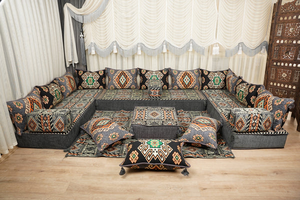 Ottoman Floor Sofa Seating Set, Traditional Sofa Set, Diwan Sofa Sets, Arabic Majlis Sofa, Moroccan Sofa Set, Ottoman Couch