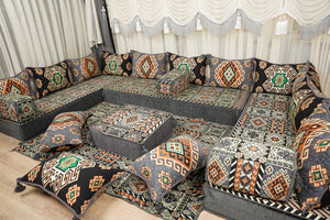 Ottoman Floor Sofa Seating Set, Traditional Sofa Set, Diwan Sofa Sets, Arabic Majlis Sofa, Moroccan Sofa Set, Ottoman Couch