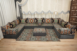 Ottoman Floor Sofa Seating Set, Traditional Sofa Set, Diwan Sofa Sets, Arabic Majlis Sofa, Moroccan Sofa Set, Ottoman Couch