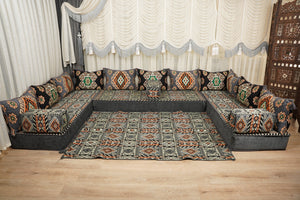 Ottoman Floor Sofa Seating Set, Traditional Sofa Set, Diwan Sofa Sets, Arabic Majlis Sofa, Moroccan Sofa Set, Ottoman Couch