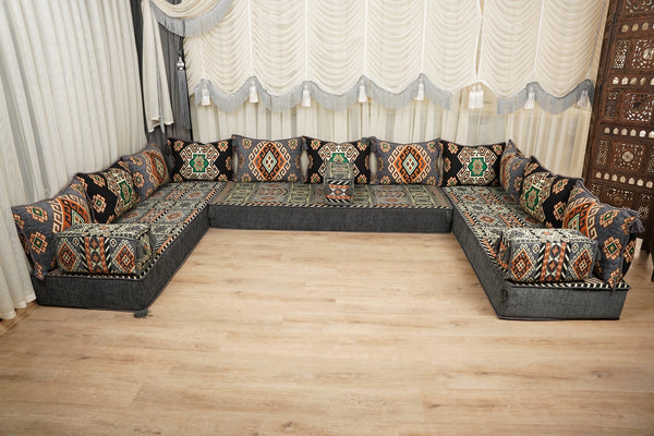 Ottoman Floor Sofa Seating Set, Traditional Sofa Set, Diwan Sofa Sets, Arabic Majlis Sofa, Moroccan Sofa Set, Ottoman Couch
