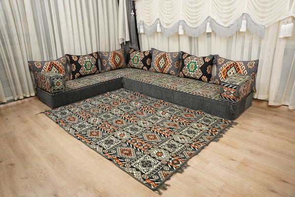 Ottoman Floor Sofa Seating Set, Traditional Sofa Set, Diwan Sofa Sets, Arabic Majlis Sofa, Moroccan Sofa Set, Ottoman Couch