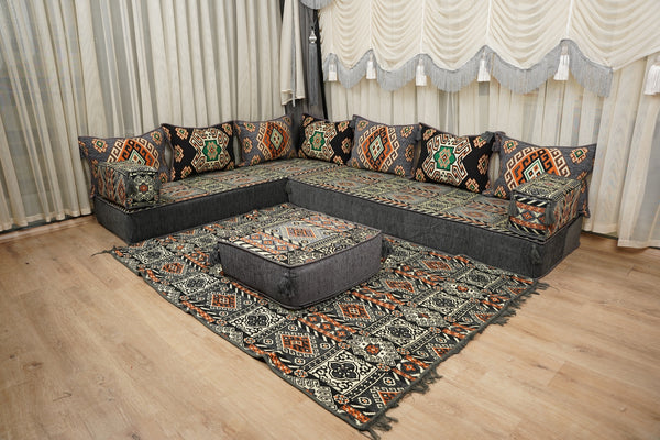 Ottoman Floor Sofa Seating Set, Traditional Sofa Set, Diwan Sofa Sets, Arabic Majlis Sofa, Moroccan Sofa Set, Ottoman Couch
