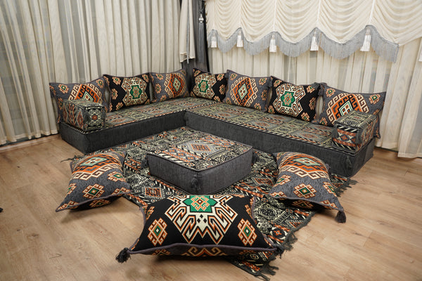 Ottoman Floor Sofa Seating Set, Traditional Sofa Set, Diwan Sofa Sets, Arabic Majlis Sofa, Moroccan Sofa Set, Ottoman Couch