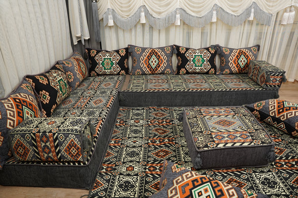 Ottoman Floor Sofa Seating Set, Traditional Sofa Set, Diwan Sofa Sets, Arabic Majlis Sofa, Moroccan Sofa Set, Ottoman Couch