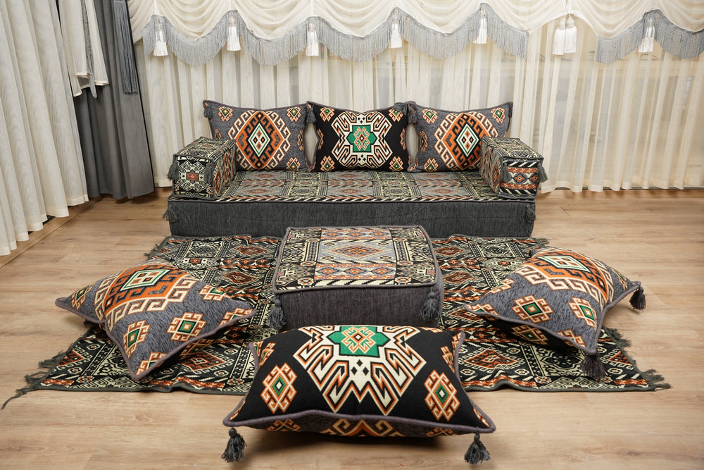 Ottoman Floor Sofa Seating Set, Traditional Sofa Set, Diwan Sofa Sets, Arabic Majlis Sofa, Moroccan Sofa Set, Ottoman Couch
