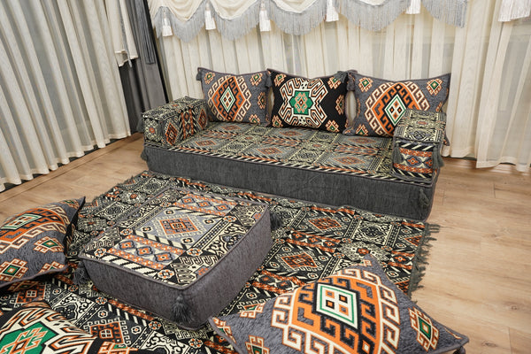 Ottoman Floor Sofa Seating Set, Traditional Sofa Set, Diwan Sofa Sets, Arabic Majlis Sofa, Moroccan Sofa Set, Ottoman Couch