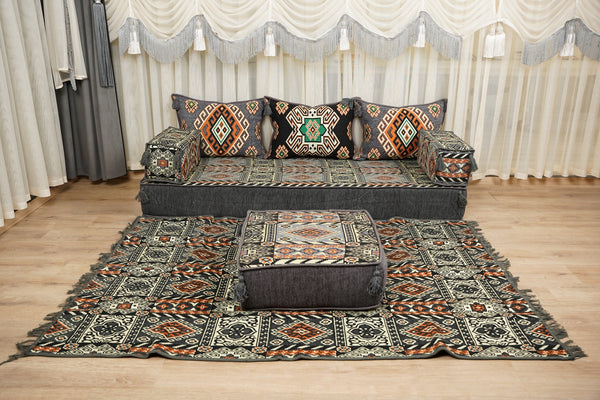 Ottoman Floor Sofa Seating Set, Traditional Sofa Set, Diwan Sofa Sets, Arabic Majlis Sofa, Moroccan Sofa Set, Ottoman Couch