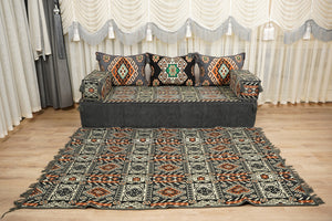 Gray Moritania Mirage: Single Floor Sofa – Arabic Majlis Seating – Moroccan Style Couch – Traditional Turkish Sofa Set