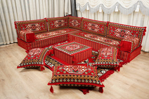Red Arabic Lounge Sofa, Diwan Sofa Sets, Moroccan Couch, Floor Sofa Seating Set, Moroccan Couch, Arabic Jalsa Set