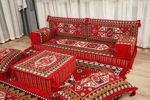 Red Arabic Lounge Sofa, Diwan Sofa Sets, Moroccan Couch, Floor Sofa Seating Set, Moroccan Couch, Arabic Jalsa Set