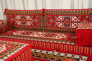 Red Arabic Lounge Sofa, Diwan Sofa Sets, Moroccan Couch, Floor Sofa Seating Set, Moroccan Couch, Arabic Jalsa Set