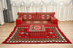Red Arabic Lounge Sofa, Diwan Sofa Sets, Moroccan Couch, Floor Sofa Seating Set, Moroccan Couch, Arabic Jalsa Set