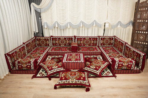 Arabic Majlis Sofa, Boho Floor Seating, Traditional Floor Sofa, U Arabic Sofa Set, Handmade Diwan Sofa Sets, جلوس عربي على الأرض