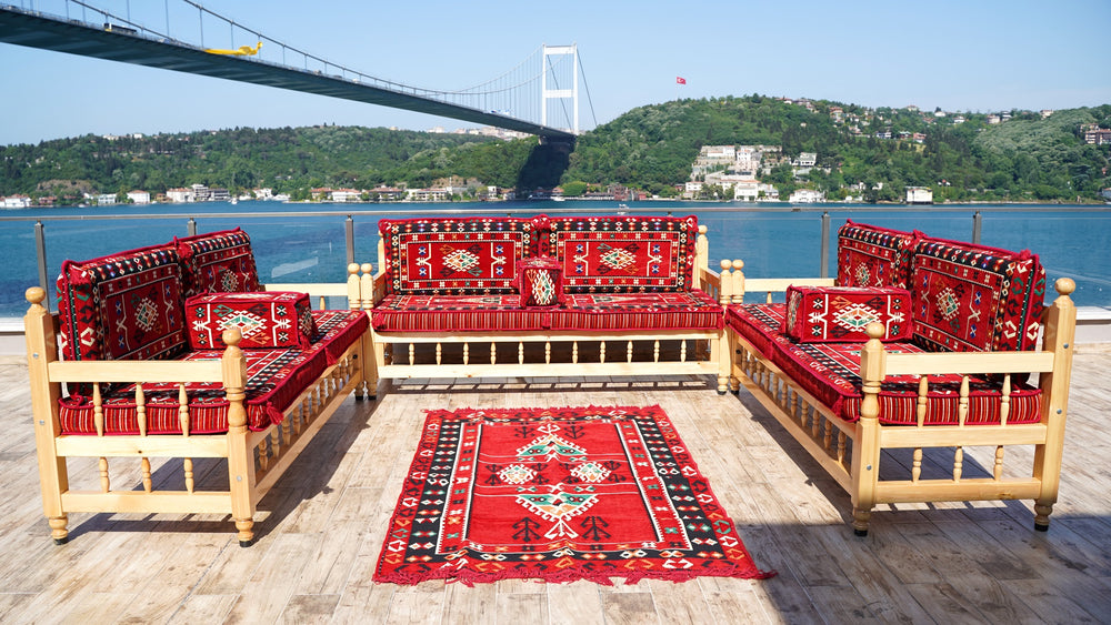 Bohemian Furniture, Outdoor Bench, Patio Furniture, Wooden Bench Sofa Sets, Arabic Majlis Set, Arabic Seating Jalsah, Traditional Wooden Bench,  Moroccan Bench Cushion