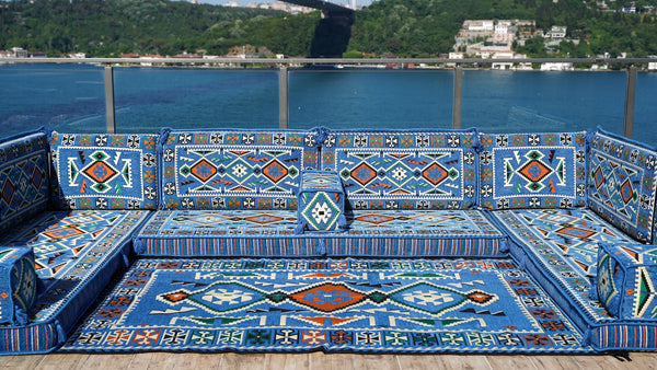 8'' Thickness U Sofa Set, Floor Seating Set, Arabic Sofa, Moroccan Sofa Seating Set