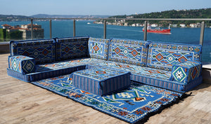 8'' Thickness L Sofa Set, Arabic Sofa Seating, Floor Pillow, Corner Floor Couch, Sectional Sofa Set