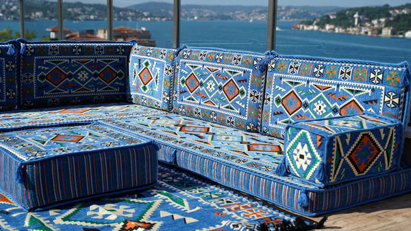 8'' Thickness L Sofa Set, Arabic Sofa Seating, Floor Pillow, Corner Floor Couch, Sectional Sofa Set