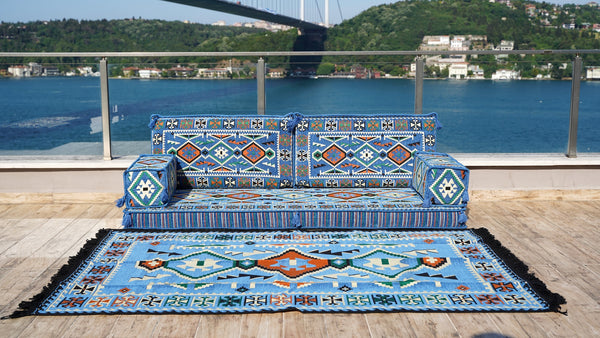 8'' Thickness Sofa Set, Floor Couches, Blue Arabic Floor Sofa, Pallet Sofa, Floor Cushions, Sectional Sofa, Arabic Majlis