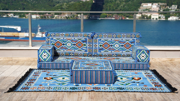8'' Thickness Sofa Set, Floor Couches, Blue Arabic Floor Sofa, Pallet Sofa, Floor Cushions, Sectional Sofa, Arabic Majlis