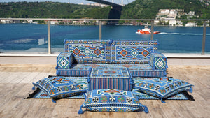 8'' Thickness Sofa Set, Floor Couches, Blue Arabic Floor Sofa, Pallet Sofa, Floor Cushions, Sectional Sofa, Arabic Majlis
