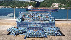 Arabic Floor Sofa Set, Terrace Pallet Sofa with Ottoman Couch and Rug, Traditional Floor Couch, Floor Cushions, Arabic Majlis