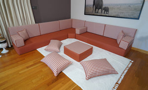 Turkish Sofa, Entryway Bench, Bohemian Furniture, Floor Seating Set, Arabic Floor Cushions, Arabic Sofa, Linen Sofas