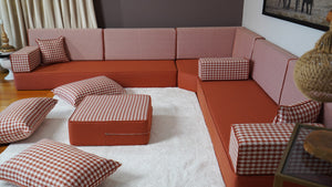 Turkish Sofa, Entryway Bench, Bohemian Furniture, Floor Seating Set, Arabic Floor Cushions, Arabic Sofa, Linen Sofas