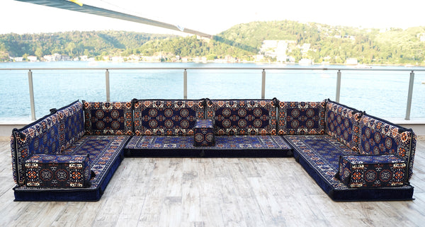 8'' Thickness U Sofa Set, Floor Cushions, Arabic Majlis Seating, Turkish Floor Seating