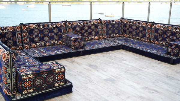8'' Thickness U Sofa Set, Floor Cushions, Arabic Majlis Seating, Turkish Floor Seating